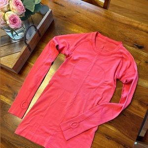 Lululemon swift speed long sleeve top, hot pink, size 4